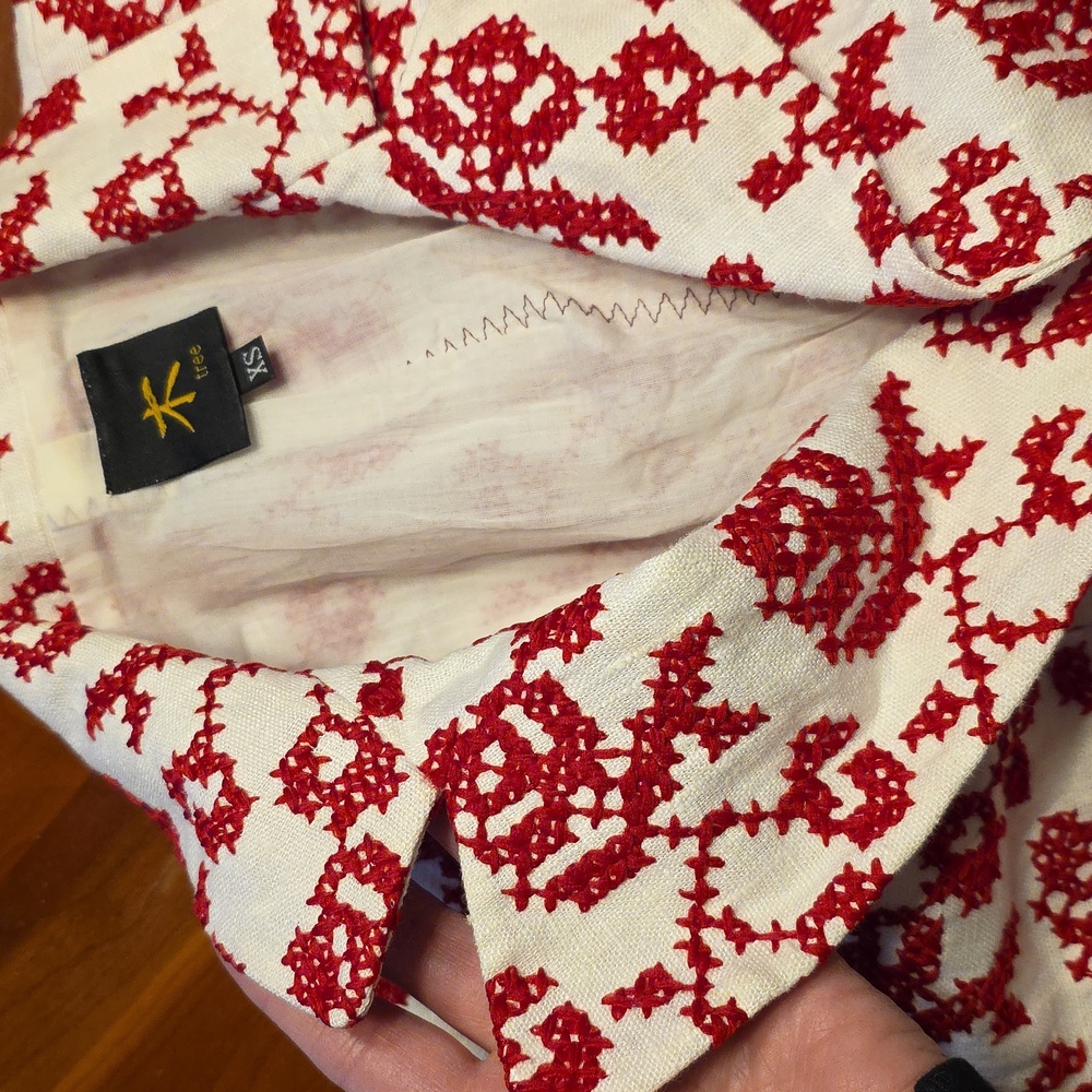 Tree Embroidered Fitted Linen Jacket - Picture 15 of 16
